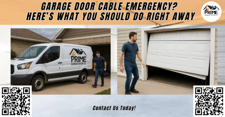 Garage Door Cable Emergency? Here's What You Should Do Right Away 1 a man walking into a garage door- Prime Garage Door Co.