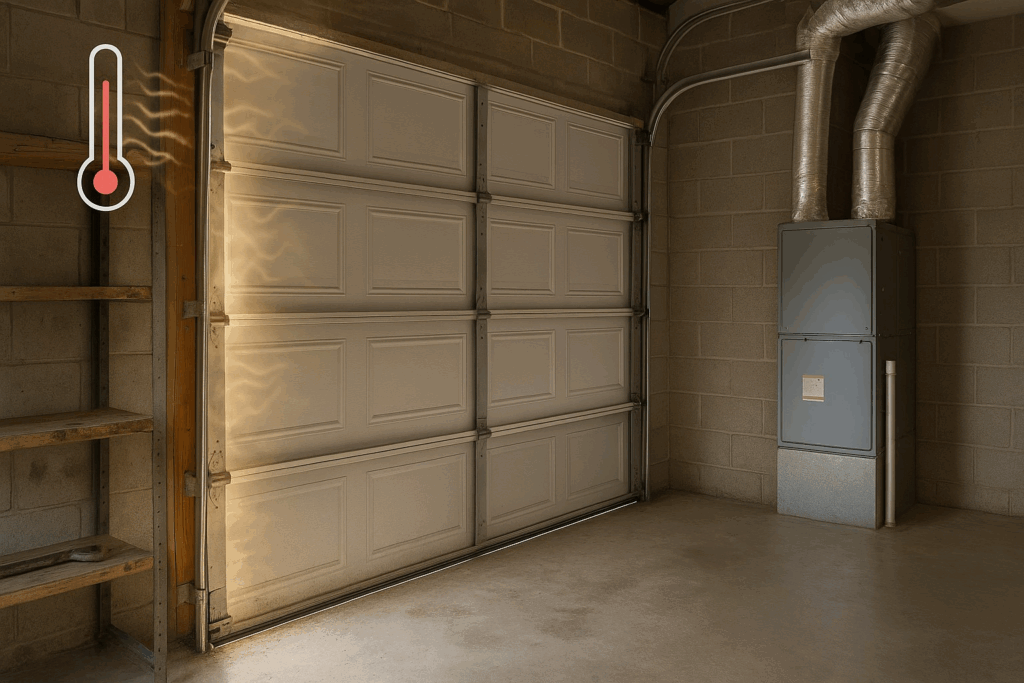 Garage Door Weather Stripping and Energy Efficiency in Houston Homes 3 Heat waves entering through gaps in garage door highlighting poor garage door weather stripping.